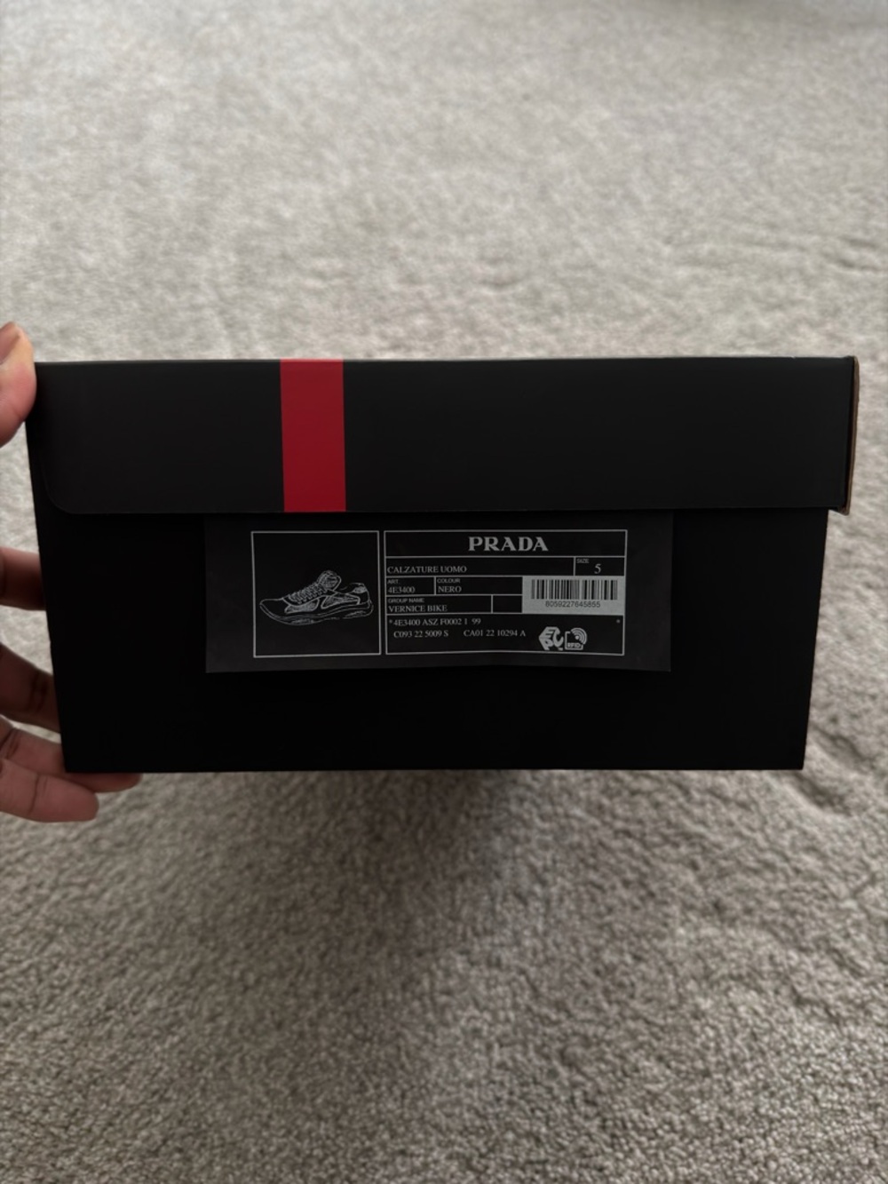 Prada Black Patent Low-Top Sneakers with Red Accents - Picture 3 of 3